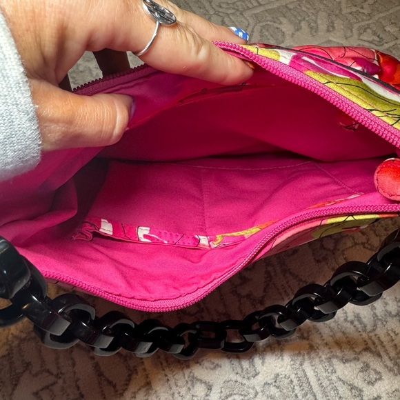 Vera Bradley EdithFloral Rose Pink Red Hobo Chain handle purse - Picture 8 of 10